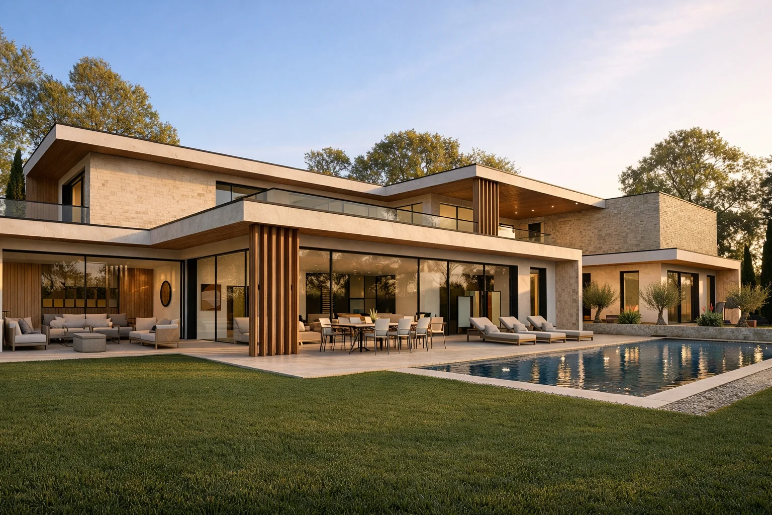 Plan 3D villa luxe avec piscine